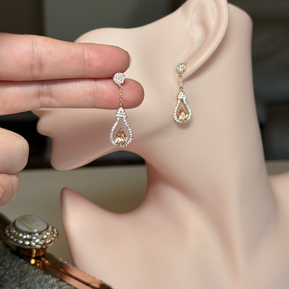 Elegant Gold Light Bulb Drop Earrings View 4